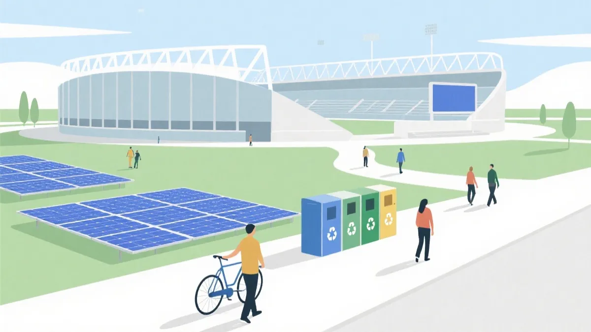 绿色交通与可持续场馆运营的城市赛事遗产概念图